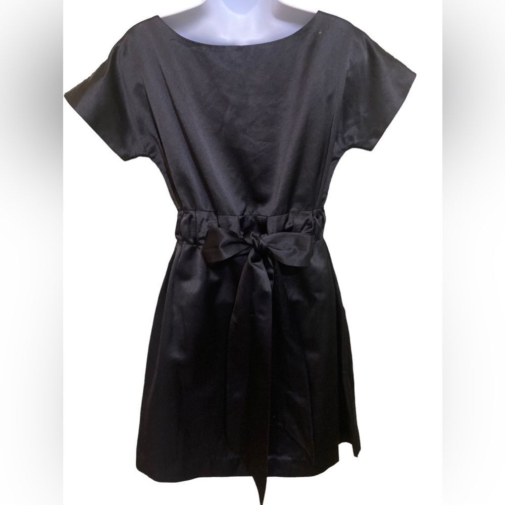 Kate Spade Black Satin Tie Back Mini Dress Cap Sleeve Silk Lined Elegant Minimal - Picture 5 of 16